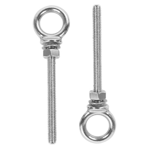 Kichvoe 2pcs Stainless Steel Long Eye Bolts M10x100 Heavy Duty Lifting Eyebolts with Smooth Surface for Industrial, Chemical, and Saltwater Applications