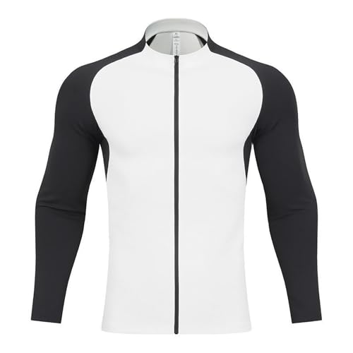 DUHENWU Maillot de ciclismo de manga larga para hombre, elástico, corte ajustado, camiseta funcional, transpirable, secado rápido, ropa de ciclismo con cremallera, maillot de ciclismo para deportes al