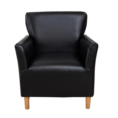 CRFATOP Stretch Mid Century Modern Armchair Slipcover 1-Piece PU Black