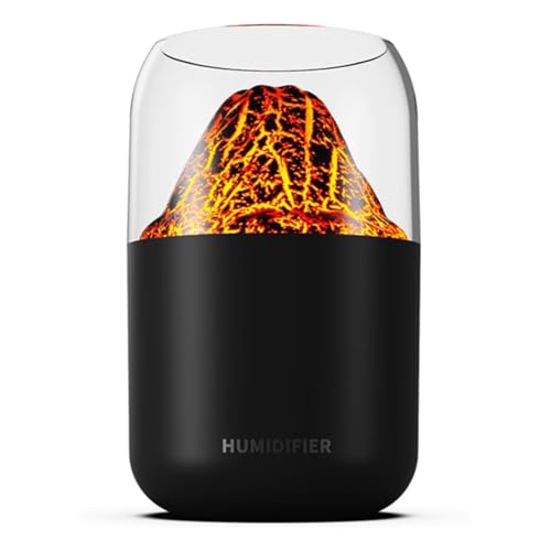 Image of STARQ Volcano Flame Aroma Humidifier with LED Night Light, Cool Mist Diffuser, USB Powered, Portable Air Purifier for Home, Office & Bedroom, Black