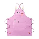 OUNLEN Chef Apron for Men Women Canvas Aprons with 3 Pockets Cross Back Resistant Work Apron for Cooking...