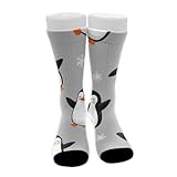 UTRSIFB Girl's Leisure Sports Socks, All Season Stockings, Soft Fashion Breathable Dress Decor Boots Socks Cute Penguin Grey