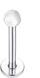 مجوهرات ثقب شفافة للاذن/الشفاه - فضي