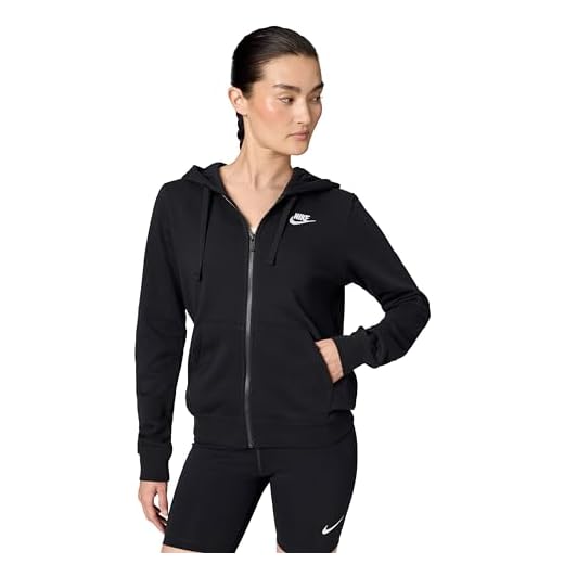 NIKE DQ5471-010 W NSW Club FLC FZ Hoodie STD Sweatshirt Mujer Blanco Negro Tamaño M