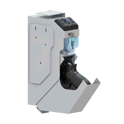Image of VERPROOF Biometric Gun Safe for Handgun Drop Down Pistol Safe, Smart Pistol Safe with Fingerprint, PIN Code, Key Access for Nightstand, Desk, Bedside, Low-Vis Mode, Type-C Power (White)