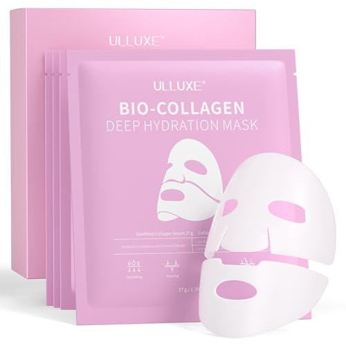 Collagen Face Mask Lifting, Hydrating, Collagen Overnight Facial Sheet Mask for Moisturizing, Firming, Korean Face Masks Skincare, 37g x 4ea