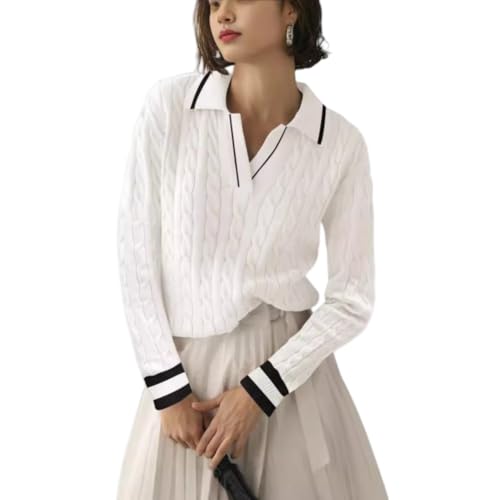 Women's Thick Ribbed Knit Sweater, V-Neck Long Sleeve Pullover - Relaxed Casual Top for Autumn Winter3