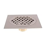  HTTGDGDH 1 Siphon De Sol Carré en Laiton Antique pour Salle De Bain, Cuisine, Salle De Douche, Porche, Grille De Drainage Sanitaire 15 X 15 Cm（A）