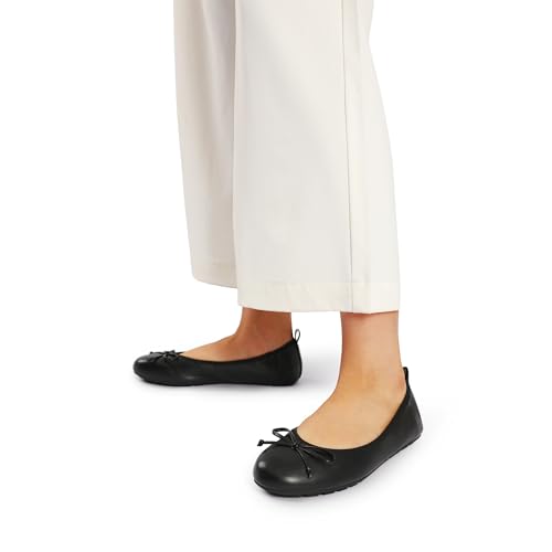 DREAM PAIRS Damen Ballerinas Faltbare runder Zehenpartie Schuhe weiche Slip-on Flachschuhe mit Schleife für Festliche Anlässe,Size 40,Schwarz,SDFA2409W