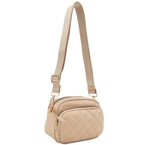 Image of FashionPuzzle Quilted Nylon Crossbody Bag with Wide Strap