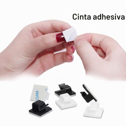 Miniatura 7 de 60 Clips Piezas Adhesivo Cable, Hilo Finegood Cable Clip Plástico Organizadores De Cables De Gestión De Almacenamiento Para Home Office - Negro, Blanco