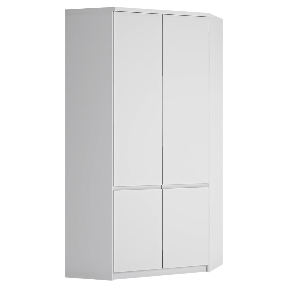 Lomadox Jugendzimmer Schrank Set 4-teilig mit Eckkleiderschrank, Highboard und 2 Regalschränke in weiß