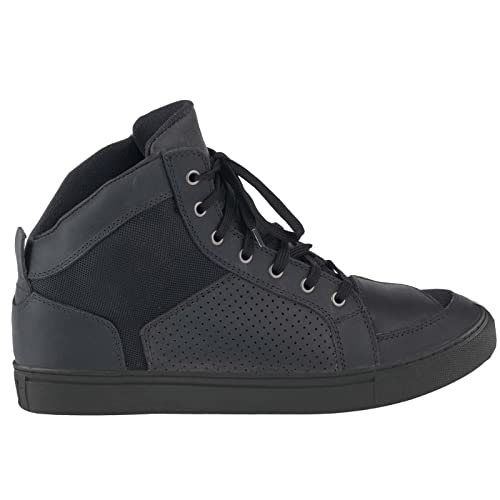 DIORA NIXON - Botas cortas de cuero impermeables para motocicleta, motocicleta, urbano, turismo, uso diario, zapatillas para caminar por la calle, color negro, Black, 47 EU