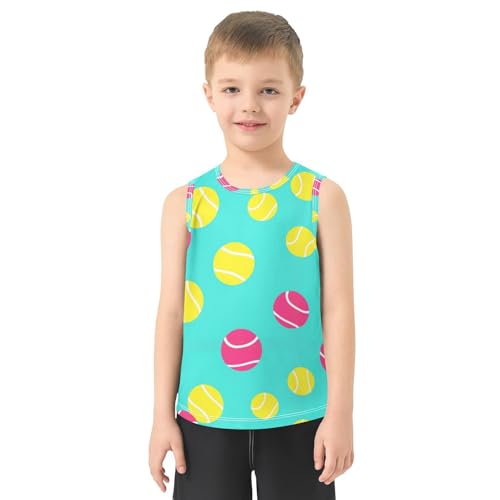 J JOYSAY Tennis Ball Pink Yellow Boys Tank Top Sleeveless Muscle Shirts Quick Dry Workout Sport Active Kids T-Shirts 3-15T2