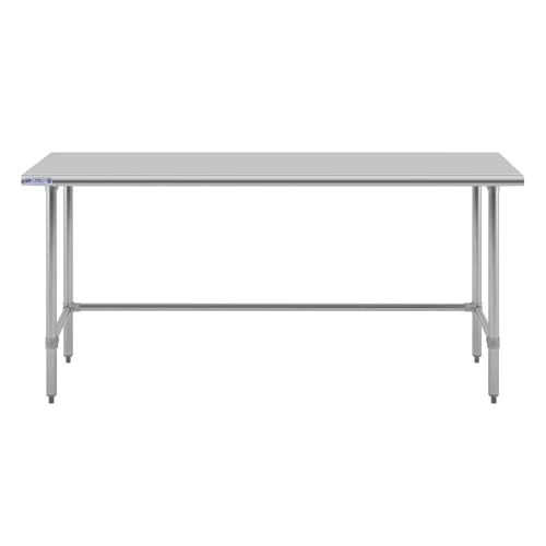 Hally Open Base Stainless Steel Table 24 x 72 Inches, NSF Commercial Heavy Duty Prep & Work Table with Galvanized Legs for Restaurant, Home and Hotel