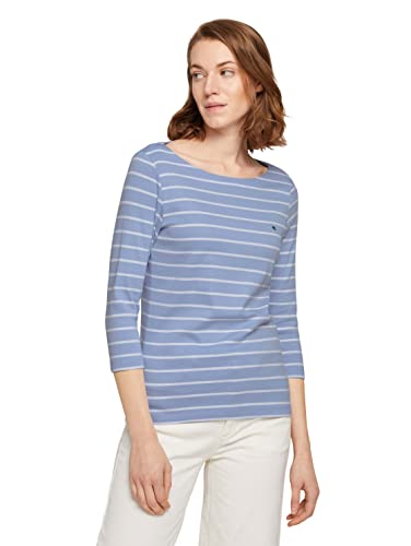 TOM TAILOR Damen Longsleeve mit Logo-Stickerei 1032035, 29952 - Blue White...
