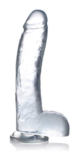 Dildo en verre synthétique transparent de 25 cm avec détails réalistes