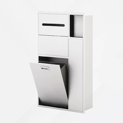 Portarrollos de papel higiénico de acero inoxidable, dispensador de toallas de baño, cubo de basura, escobilla de inodoro con armario, 67 cm, juego de accesorios de baño blancos