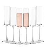 Tefrine 6 Stück Champagnergläser, mundgeblasen, elegante Champagnergläser, 150 ml, für Geburtstag, Hochzeit, Jahrestag, transparente Champagnergläser für Feiern und besondere Anlässe