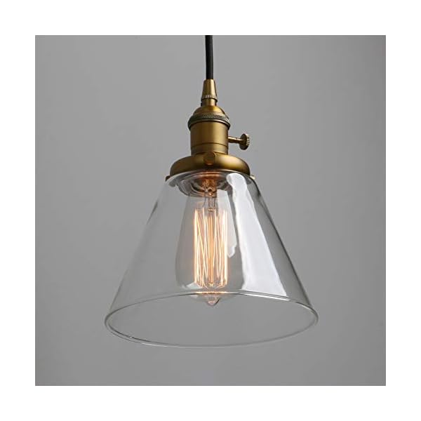 Phansthy Industrial Pendant Light Fitting with Switch 3 Light Edison Ceiling Hanging Lamp with Funnel Clear Glass Shade Cluster Chandelier Fixture Ceiling Light for Dining Room Living Room - Image 5