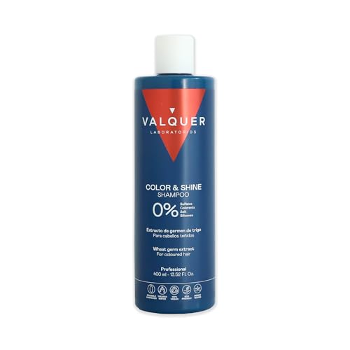 Valquer Champú Potenciador del Color y Brillo para Cabello Teñido. Antioxidante e Hidratante con Germen de Trigo, Phytokeratine, Vitamina E y Provitamina B5. Vegano. 400 ml.
