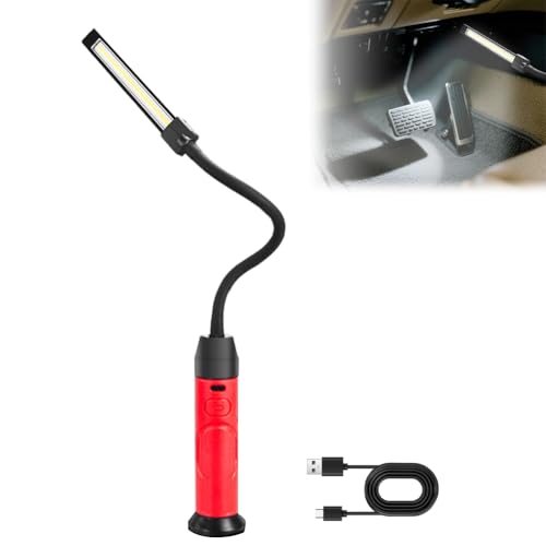 Lampada da lavoro a LED, 10 W, 1000 lumen, super luminosa, lampada da officina con 3 modalità, lampada da ispezione COB ricaricabile USB, portata dell'effetto luminoso, 10-50 metri