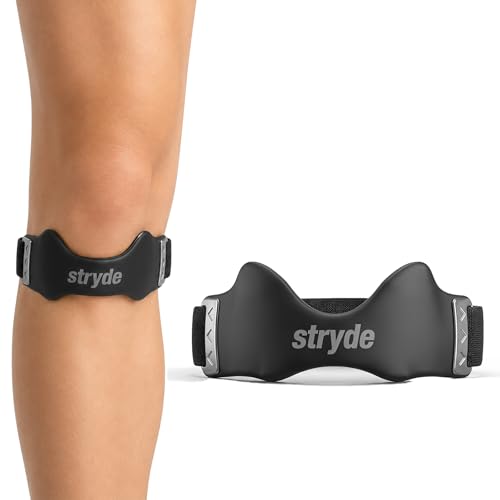 Stryde Precision Knee Strap - Premium Stryde Knee Strap with Silicone Lock-Point Pad Adjustable & Breathable Sports Brace for Running Cycling and Fitness One Size Fits All (1 Pc)