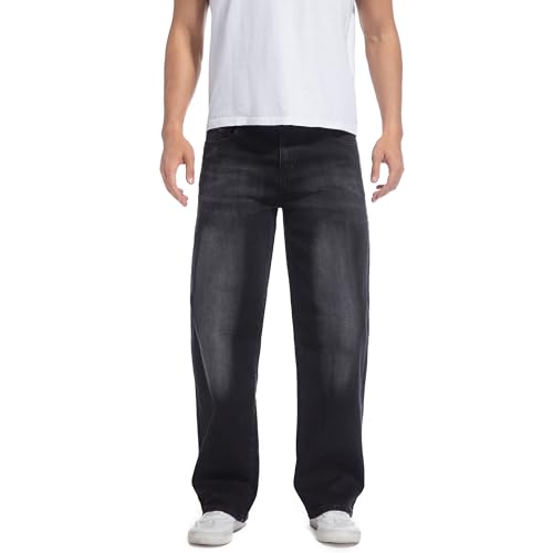 QIMYUM Men's Wide-Leg Baggy Flex Jeans Relaxed Loose Fit Long Denim Pants2