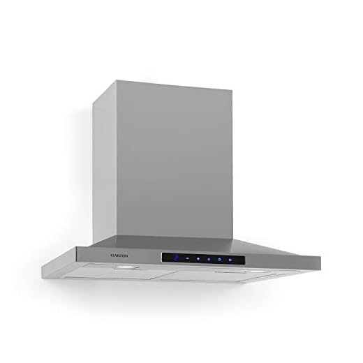 Klarstein Eliana campana extractora - 60 cm, absorción máxima de 620m³/h, control táctil, 2 filtros de grasa de aluminio, absorción y ventilación, clase B, Pirámide delgada, Acero inoxidable
