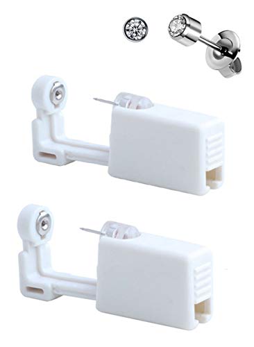Self Ear Piercing Gun Disposable Body Piercing Kit With 3mm Ear Stud Safety Ear Piercing Gun Kit Tool (White)