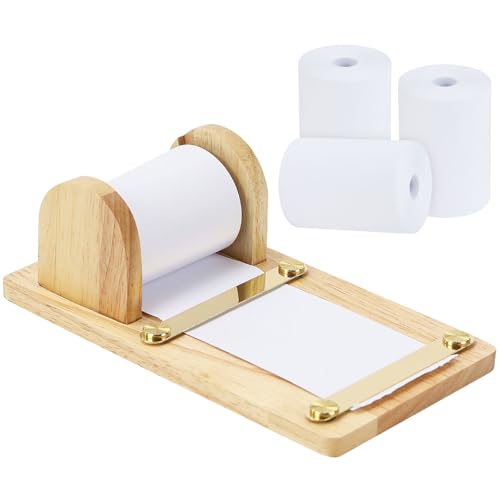 Support papier à notes de bureau en bois d'hévéa premium avec rouleaux vierges