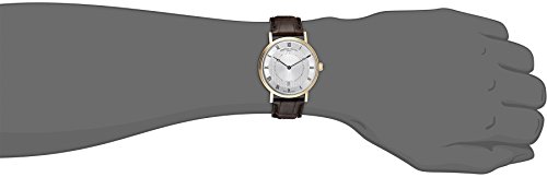 Frederique Constant Men's Slim Line Gold-Tone Stainless Steel Swiss Automatic Watch with Silver Dial and Brown Leather Band FC-306MC4S353