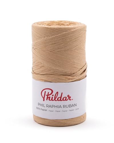 Phildar - Pelote de Laine Phil Raphia Ruban - Laine à Crocheter et à Tricoter - 100% PAPIER - Aiguille n°5 - Couleur BLANC