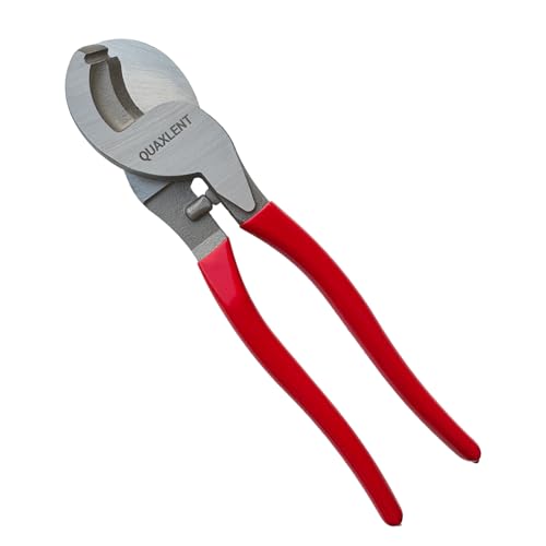 Image of 10 Inch Large Cable Cutter Heavy Duty High Leverage Big Wire Cutting Plier Tool for 4 /0 Aluminum 2 /0 Soft Copper and 100PR 24AWG Comm Cable, Bright Red
