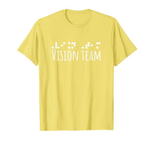 Vision Team PVI Visual Braille Unisex Men Women School T-Shirt, Men, Lemon Yellow, Medium