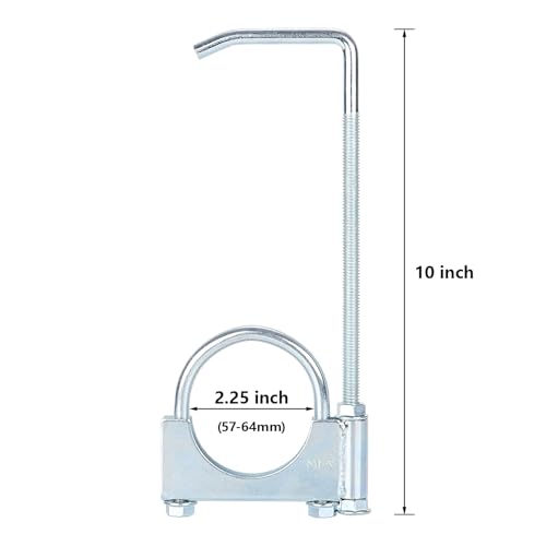 LCGP 2.25" Universal Exhaust Clamp with Hanger Made of Heavy-Duty Steel Clamp with Rear Muffler Hanger Exhaust Pipe 2PCS by LCGP - Image 2