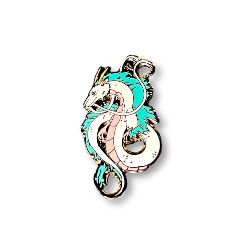 Image of KOZUKI HAKU DRAGON PIN - Green Enamel with Metal Base - Modern Unisex Pin - Fan Art