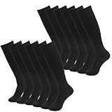 HAPYCEO 12 Pairs Black Knee High Soccer Socks, Men Women Athletic Football Softball Baseball Durable Breathable Tube Long Everyday Sport Socks Bulk for School Teams and Clubs