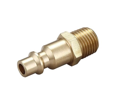 Brass 1/4-Inch NPT Male Industrial Air Hose Quick Connect Adapter, Air Coupler and Plug Kit, Air Compressor Fittings, 10pcs (Male NPT)