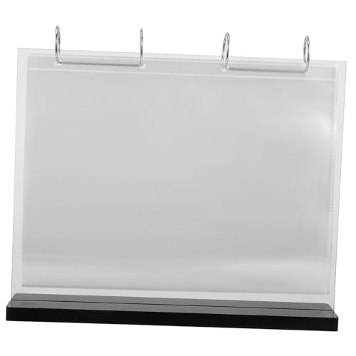 ROMISBABA Acrylic Menu Display Stand 6 Card Sleeves Wooden Table Sign Holder A4 Size Display