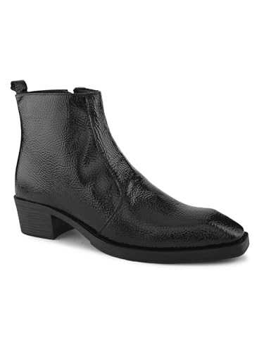 Image of Big Fox Men's Tan Textured Cuban Boots | Premium Ankle-Length Fashion Boots | Stylish, Durable & Comfortable