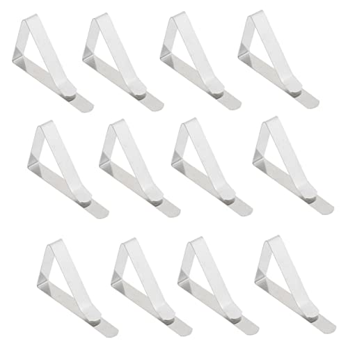 HEMOTON Pinzas para Manteles De Acero Inoxidable 4.5 Cm De Gran Apertura Clip Ajustable Sujeta Manteles Resistentes para Picnic, Fiestas y Cenas Al Aire Libre Juego 12 Piezas