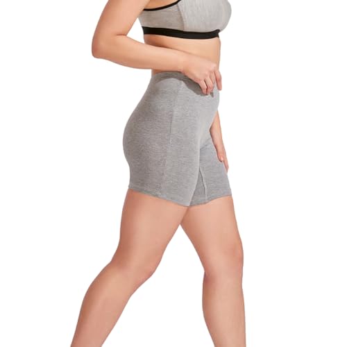 Image of Bralux Cycling Shorts for Women, Girls with Cotton Spandex Set of 3 - Multi Colour Rib Shorts