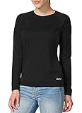 baleaf Women's Workout Tops Long Sleeve Running Shirts Quick Dry Moisture Wicking Athletic T-Shirts for Exercise Gym Sports Yoga Black Size M