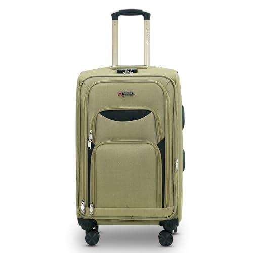 Image of AMERICAN TRAVELLER Embossed Trolley Bag | Lock & Telescopic Handle | Cabin, Medium, Large, 18% Expandable, 360 Dual Disc Spinner Wheels, Lock & Telescopic Handle