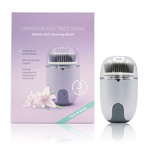 Limpiador Facial Electrico 3 En 1. Masajeador Facial, Resistente al Agua, Limpiador de Poros, Piel Muerta y Maquillaje.