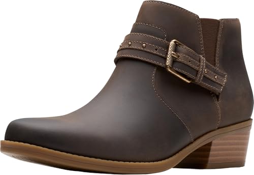 Image of Clarks Women's Danyelle Wish Ankle Boot, Taupe Oily Leather, 4 UK