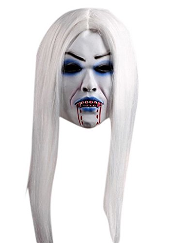(ビグッド)Bigood 貞子風 マスク 仮面 鬼 恐怖 ハロウィン 大人 怪物 コスプレ 子供 イベント パーティー道具 コスチューム 白 F