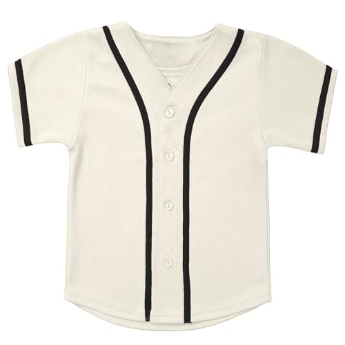 babyhealthy Kids Baseball Jersey Button Down Hip Hop Personalized Sport T Shirts Tops for Boys White