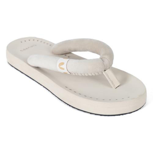 Image of CHUPPS Plush Beige Drift Orthopedic Slippers | Soft Footpharma Footbed | Breathable Ventilation Holes | Lightweight Flip Flops | Anti-Skid Chappals for Everyday For Womens